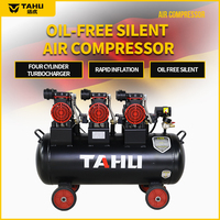 Compresseur d'air silencieux sans huile Tahu, alimentation CA, refroidissement par air, portable, 220 V, 2880 tr/min, 3,84 kW, 70 L, pompe et moteur TH-1270