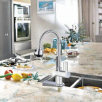 Robinet de cuisine monocommande moderne avec douchette extractible, en alliage de zinc poli, à poser sur comptoir, eau froide, pour usage hôtelier