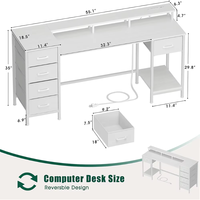 Bureau d'ordinateur multifonction moderne avec prises électriques et tiroirs pour gamer, table de jeu RGB avec support pour moniteur/CPU