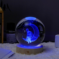 Boule de cristal Offres Spéciales avec base en bois motif personnalisable boule de cristal atmosphère lumière 3d boules de cristal