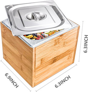 Comptoir de cuisine <span class=keywords><strong>en</strong></span> gros seau à compost pour déchets alimentaires intérieur 0.75 gal <span class=keywords><strong>petit</strong></span> bac à compost rectangulaire <span class=keywords><strong>en</strong></span> bambou avec couvercle anti-odeur - Product Image 3