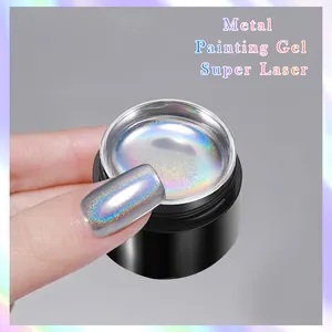 GEBOREN SCHÖN 5 ml Metallgel-Liner Nagelkunst Laser-Spiegel-Effekt Chrom-Gel Superlaser silberne metallische Gelfarbe für Salon