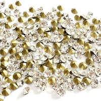 Gros FAIBLE QUANTITÉ MINIMALE DE COMMANDE Multi Taille Ronde Cristal Strass Applique Pointback Verre Clair Cristal Strass