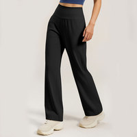 AMCLEVER en stock – Pantalon de yoga taille haute pour femme avec poche arrière, 220g, doux, extensible, coupe large, idéal pour la gym et la détente