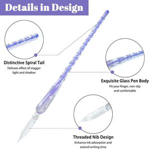 Xinyiart - Juego <span class=keywords><strong>de</strong></span> 15 Bolígrafos <span class=keywords><strong>de</strong></span> Vidrio con Tinta, Bolígrafo <span class=keywords><strong>de</strong></span> Caligrafía <span class=keywords><strong>de</strong></span> Cristal Hecho a Mano con 12 Tintas <span class=keywords><strong>de</strong></span> <span class=keywords><strong>Colores</strong></span> para Arte, Escritura y Firmas - Product Image 2