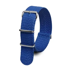 Custom perlon watch straps nylon watch bracelet blue braided watch bands 20mm 22mm perlon straps with 304 buckle