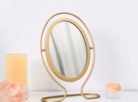 Vente en gros, cadre en métal moderne, vanité de Table, miroir cosmétique de maquillage ovale noir