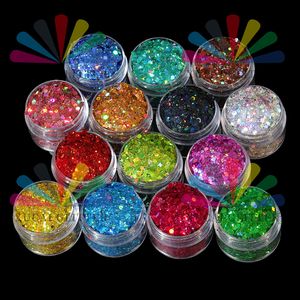 Paillettes hexagonales holographiques épaisses, mélange de paillettes pour nail art, résine, artisanat, festival, maquillage, décoration du corps et du visage, fournitures en gros - Product Image 3