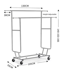Gran oferta, estante de almacenamiento de abrigos de hierro pesado y Metal ajustable, estante <span class=keywords><strong>colgante</strong></span> extensible plegable con ruedas para almacenamiento de ropa - Product Image 5