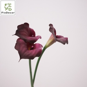 Lirio de Cala Artificial de Alta Calidad, 55 cm, Plástico Suave, <span class=keywords><strong>Blanco</strong></span> Borgoña, Tacto Real, para Decoración de Mesa de Boda o Sala de Estar - Product Image 2