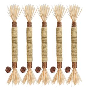 Juguete de hierba gatera natural de Polygonum Multiflorum con palo de rafia para morder, para estimular y hacer ejercicio molárico - Product Image 5