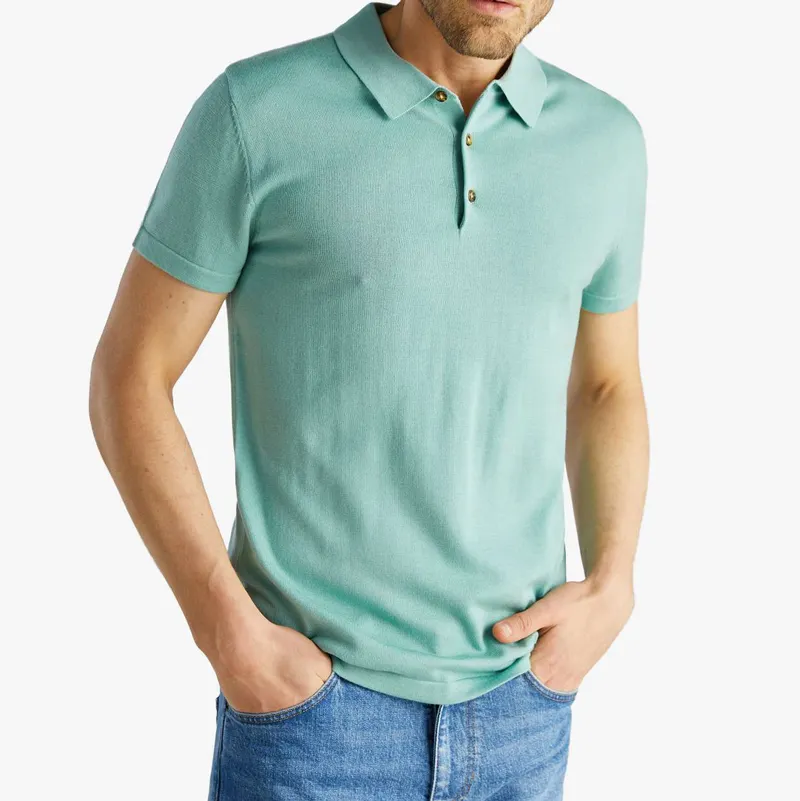 2022 Summer Fashion Knitted Polo T-shirts Men's Golf Sports Casual 100% Merino Wool Polo Shirts For Men