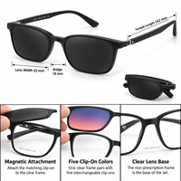 Lunettes de soleil magnétiques 5-en-1 à clipser, monture PC, polarisées, vision nocturne, UV400, avec logo personnalisé, pour hommes et femmes, vente en gros