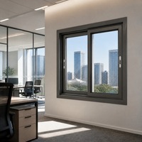Ventana Corredera HUACAI con Marco de Aluminio, Doble Acristalamiento, Aislamiento Acústico, Resistente a la Carga del Viento, para Oficina