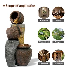 Fontaine de jardin autoportante en résine artificielle décorative à 3 niveaux fontaine d'eau extérieure en cascade durable pour vaisselle vente en gros - Product Image 3