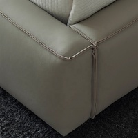 Lit double Zayshine en cuir véritable de luxe minimaliste italien, lit king-size de 1,8 mètre, grand lit avec rangement, lit double moelleux