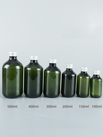 Bouteille Boston en PET avec bouchon à vis en aluminium pour emballage de lotion, logo personnalisé, 100 ml, 150 ml, 200 ml, 300 ml, 400 ml, 500 ml, pour shampoing et huile capillaire