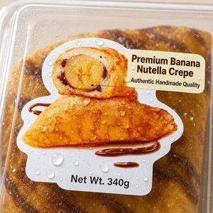 Étiquettes de boulangerie imperméables personnalisées avec logo, en rouleau, pour l'emballage des crêpes à la banane et à la <span class=keywords><strong>Nutella</strong></span>, autocollants en papier synthétique - Product Image 1
