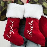 Bas de Noël en Velours Rouge pour Sublimation, Vierge à Imprimer, Personnalisables, en Peluche, pour Enfants, Cadeaux de Fêtes de Noël, Vente en Gros