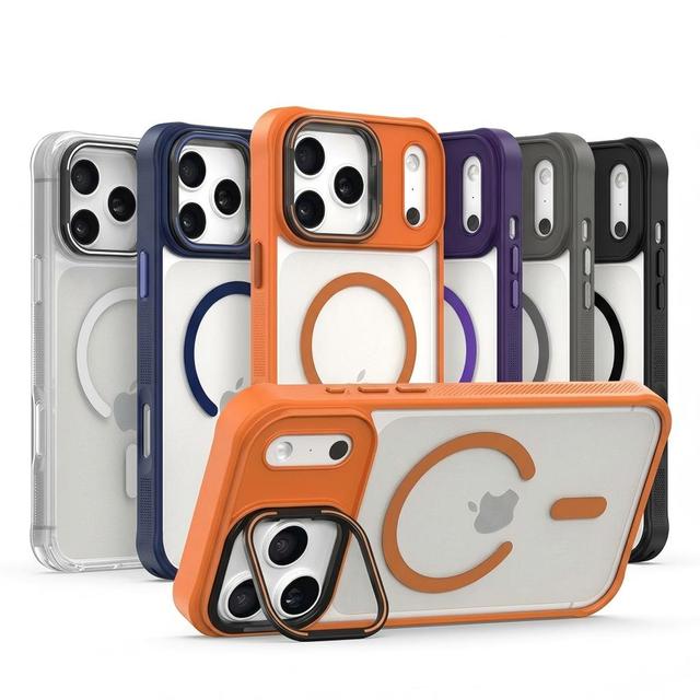 Magnetic Case for iPhone 18 17 16 Pro Max Shockproof Clear Magnetic Cover with Invisible Camera Ring Stand Factory Wholesale