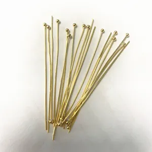 Vente en gros d'accessoires épingle à tête boule remplie d'or 24k chinois pour la fabrication de bijoux DIY