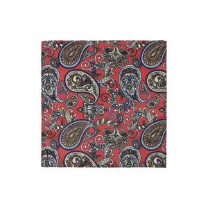 Lenço de mão para homens, lenço de mão com padrão Paisley personalizado para homens, baixo MOQ, estampado em poliéster, bolso quadrado