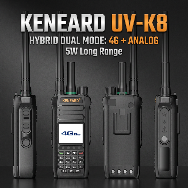 KENEARD K8 Dual Mode 4G PoC + 5W Analog Walkie Talkie UHF 400-470MHz Dual SIM GPS Global Radio