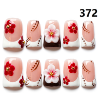 Faux Ongles Press-On Faits Main 661-665 Couleurs Fleurs Canard, 10 Pièces, Styles de Design Uniques pour Doigts