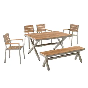 Outdoor Aluminum Waterproof Import Table And Chair Plastic Resin Chair 5 Seater Dinner Garden Furniture Set