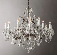 Lustre en cristal rétro américain à 18 lumières, décoration suspendue rustique, pour villa, hôtel de luxe