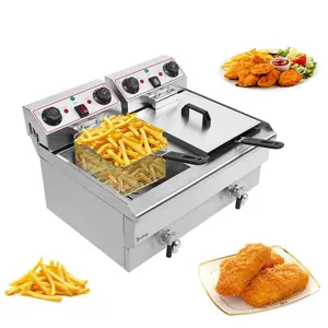 Industrial Detachable Electric Deep Fryers 2 Baskets Fryer Machines Commercial Single/Double Tank Available Chip Fried
