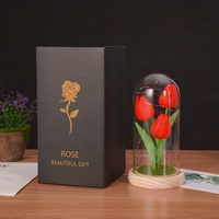 Regalos para el Día de la Madre, Flores Artificiales Eternas, Tulipán Preservado para Siempre en Cúpula de Cristal, Regalos para el Día de San Valentín 2026