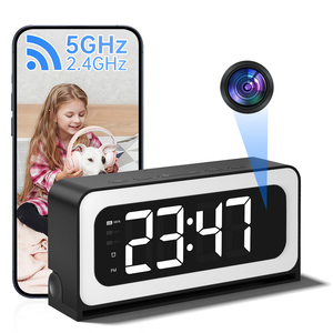 WESECUU 3MP Zwarte Kleur Draadloze Wifi Wekker Camera Video-opname Infrarood Nachtzicht Thuis Babyfoon Klokcamera - Product Image 1