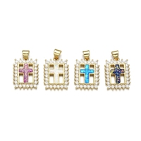 Collier vintage en cuivre zirconium plaqué or avec croix - Accessoire DIY - Chaîne de collier - Pendentif de petite taille style Indie