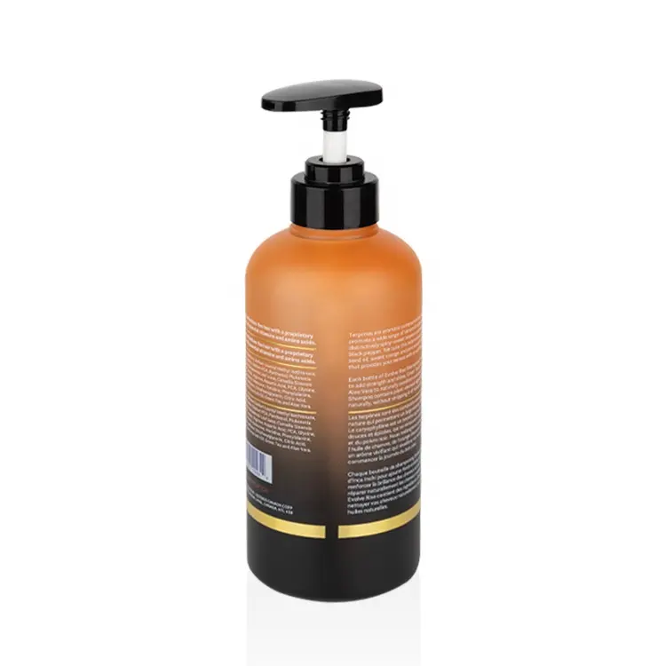 500 мл Оптовая Продажа матовая непрозрачная оранжевая градиентная черная пластиковая бутылка для шампуня и геля для душа с замковым насосом
