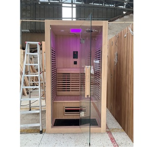 Sauna de Vapor Seco <span class=keywords><strong>con</strong></span> Ondas de Luz Infrarroja Lejana para 2 Personas, <span class=keywords><strong>con</strong></span> Construcción de Madera de Hemlock, para Uso en Casa, Hotel o Casa de Huéspedes - Product Image 1