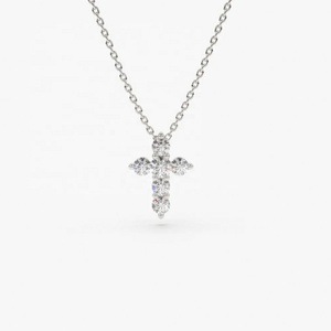Collar con Colgante de Cruz con Diamantes CZ Pequeños Clásicos, Joyería Personalizada, Chapado en Oro de 14K, Acero Inoxidable, Collar de Moda para Mujer - Product Image 5