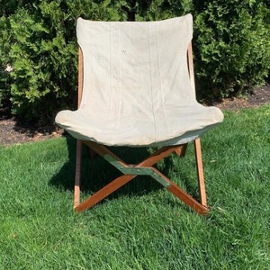 Outdoor Folding Chair <b>Canvas</b> Seat Solid Wood <b>Frame</b> 78x58x56cm Garden Use - Product Image 1