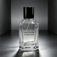 Flacon de parfum en verre carré à facettes biseautées de 30 ml, 80 ml, 100 ml, avec bouchon noir, gravure personnalisée, flacon vide rechargeable avec vaporisateur