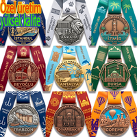 Individuelle Medaille 3D Zinklegierung Türkei Marathon Gold Silber Bronze Beschichtete Metall-Auszeichnung für Istanbul Ankara Izmir Laufwettbewerb Souvenir
