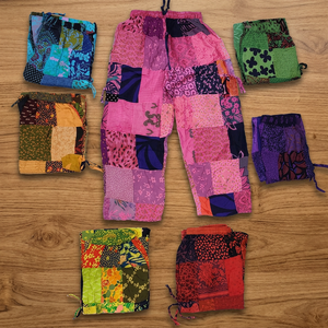 Patch Work <b>Harem</b> <b>Pants</b> Trouser <b>for</b> Unisex <b>Women</b> Summer Wear Casual Streetwear Bohemian Fashion Hippie Style Elastic Waist Canvas - Product Image 3