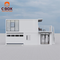 Cbox Villa Modulaire Détachable à Double Étage avec Mur Rideau en Verre et Garage Intégré