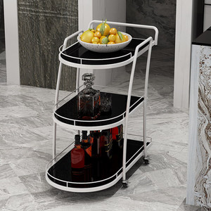 Chariot <span class=keywords><strong>de</strong></span> service hôtelier en fer et verre, design nordique, 3 étagères, 4 roues, durable, chariot <span class=keywords><strong>de</strong></span> salle à manger mobile, usage commercial - Product Image 3
