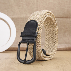 <span class=keywords><strong>Ceinture</strong></span> en toile <span class=keywords><strong>élastique</strong></span> <span class=keywords><strong>tressée</strong></span> de couleur unie pour <span class=keywords><strong>homme</strong></span> avec boucle à ardillon, facile à porter - Pas besoin de percer de trous - Product Image 5