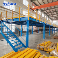 Plateforme de loft en acier robuste avec revêtement en poudre, poutre en I, capacité de charge élevée 200-1000 kg, panneaux galvanisés avec escalier antidérapant