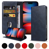 Étui portefeuille en cuir PU premium pour iPhone 17 Pro - Housse avec support, fentes pour cartes, fermeture magnétique et coque antichoc