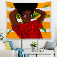 Tapestry Dinding Kustomisasi Terisolasi Tahan Air 100% Poliester untuk Kamar Tidur, Motif Gadis Afrika Amerika