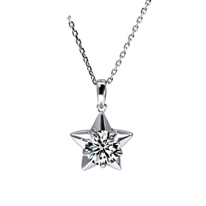 Collar de Oro Blanco de 14k con Estrella de los Deseos de Tianyu Gemstone, Peso Total 3.74g/ Se Puede Grabar - Product Image 1