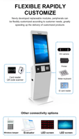 Système de gestion de files d'attente électronique d'intérieur à écran tactile avec lecteur de codes-barres et imprimante de tickets pour banques et hôpitaux - Fonction SDK