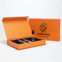 Boîte d'emballage de parfum miniature de luxe avec matériaux recyclés, fermeture magnétique, boîtes rigides, taille personnalisée 10 ml, boîte cadeau en papier orange